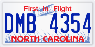 NC license plate DMB4354