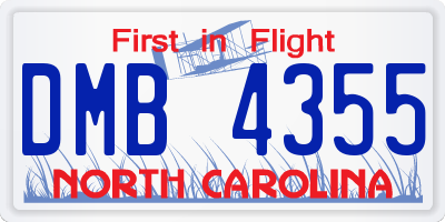 NC license plate DMB4355