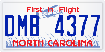 NC license plate DMB4377