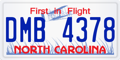 NC license plate DMB4378