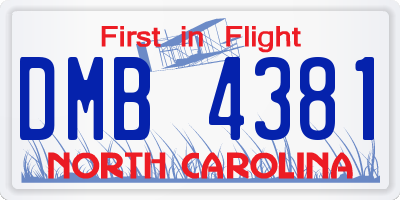 NC license plate DMB4381