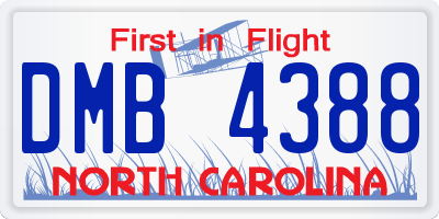 NC license plate DMB4388