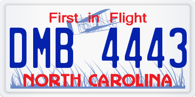 NC license plate DMB4443