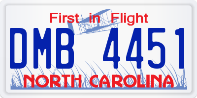 NC license plate DMB4451