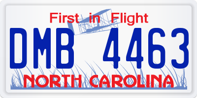 NC license plate DMB4463