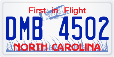 NC license plate DMB4502