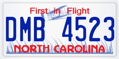 NC license plate DMB4523