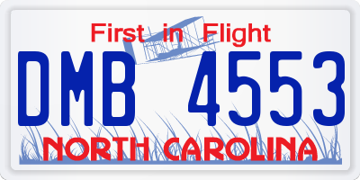 NC license plate DMB4553