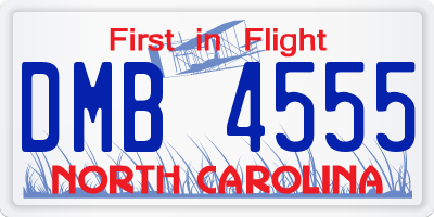 NC license plate DMB4555