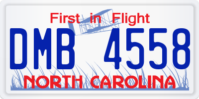 NC license plate DMB4558