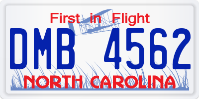 NC license plate DMB4562