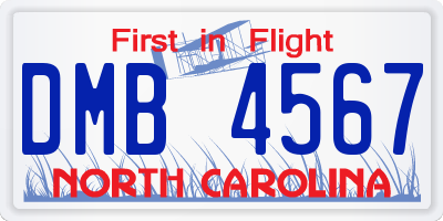 NC license plate DMB4567