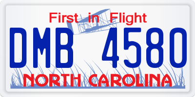 NC license plate DMB4580
