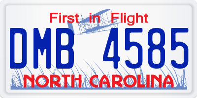 NC license plate DMB4585