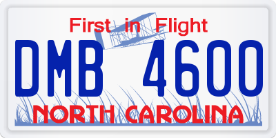 NC license plate DMB4600