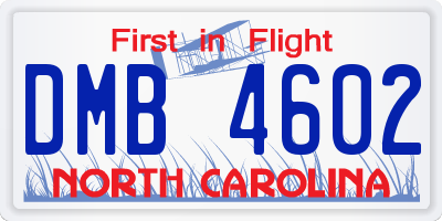 NC license plate DMB4602