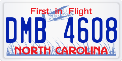 NC license plate DMB4608