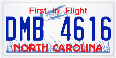 NC license plate DMB4616