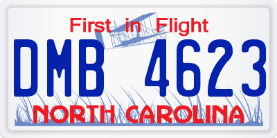 NC license plate DMB4623