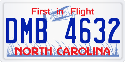 NC license plate DMB4632