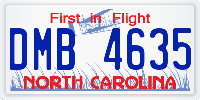 NC license plate DMB4635