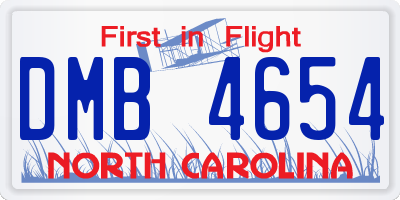 NC license plate DMB4654