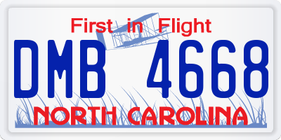 NC license plate DMB4668