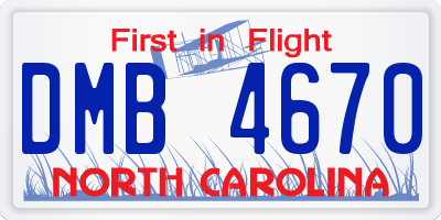 NC license plate DMB4670