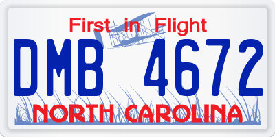 NC license plate DMB4672