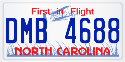 NC license plate DMB4688