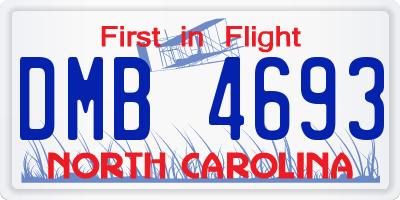 NC license plate DMB4693