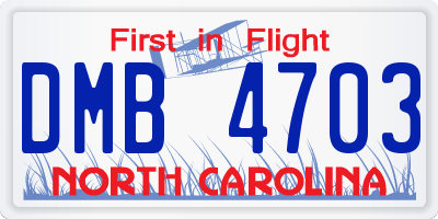 NC license plate DMB4703