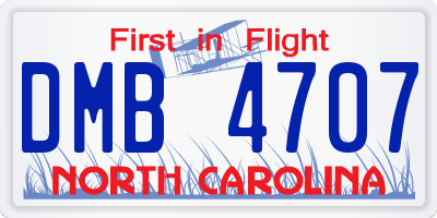 NC license plate DMB4707
