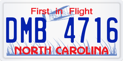 NC license plate DMB4716