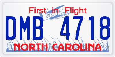 NC license plate DMB4718