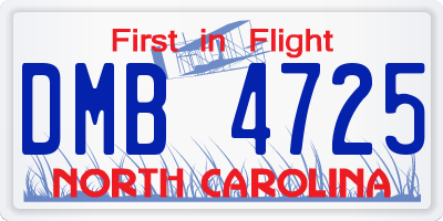 NC license plate DMB4725