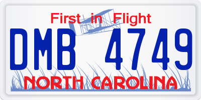 NC license plate DMB4749