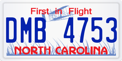 NC license plate DMB4753