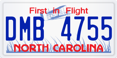 NC license plate DMB4755