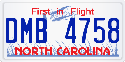NC license plate DMB4758