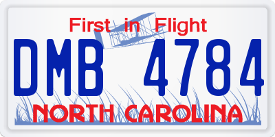 NC license plate DMB4784