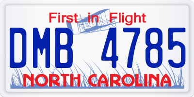 NC license plate DMB4785
