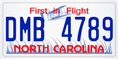 NC license plate DMB4789