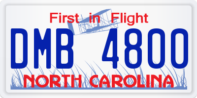 NC license plate DMB4800