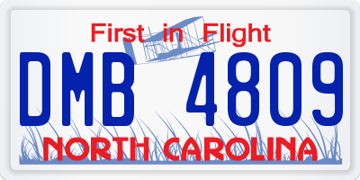 NC license plate DMB4809