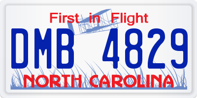 NC license plate DMB4829