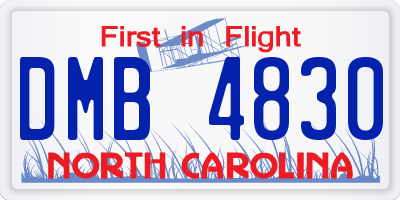 NC license plate DMB4830
