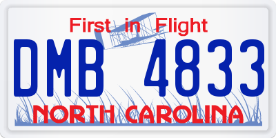 NC license plate DMB4833