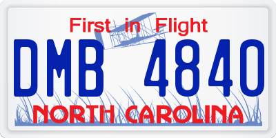 NC license plate DMB4840