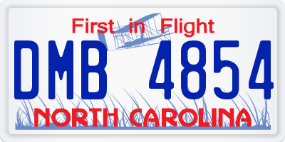 NC license plate DMB4854